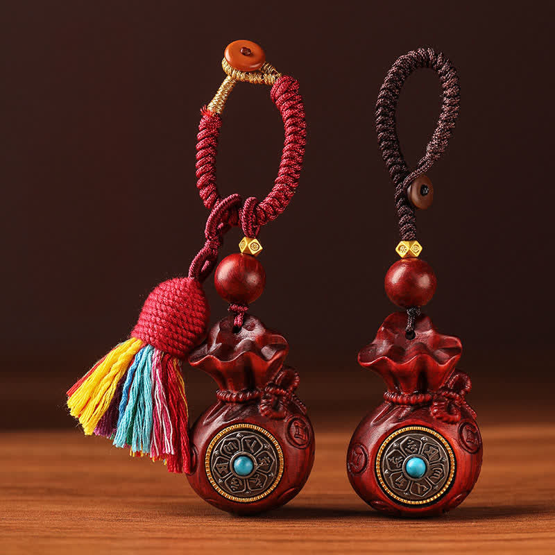 Buddha Stones Bolsa de dinero de sándalo rojo Om Mani Padme Hum Sabiduría Llaveros de fortuna - image 11