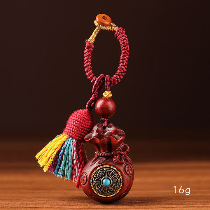 Buddha Stones Bolsa de dinero de sándalo rojo Om Mani Padme Hum Sabiduría Llaveros de fortuna - image 10