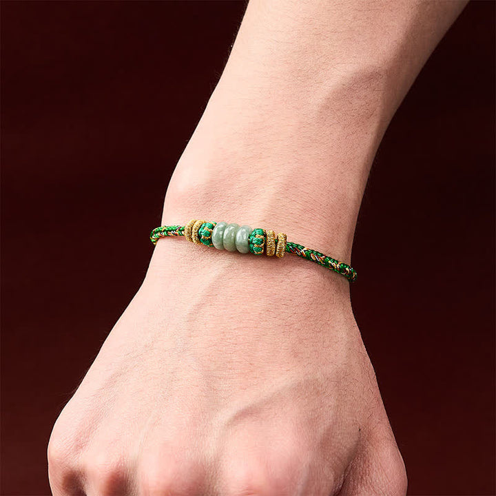 Buddha Stones Pulsera de cuentas de jade con forma de ábaco de la suerte tejida a mano - image 5