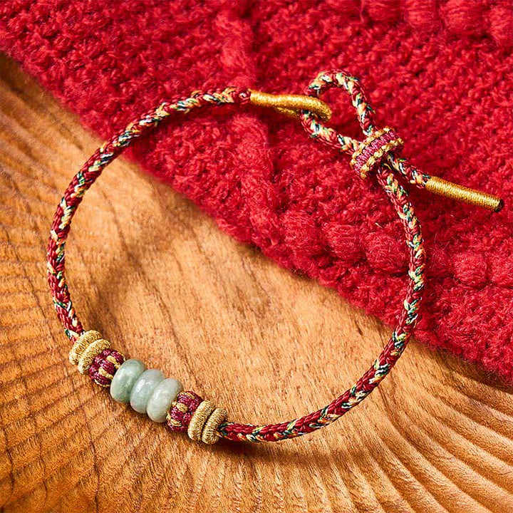 Buddha Stones Pulsera de cuentas de jade con forma de ábaco de la suerte tejida a mano - Rojo (Circunferencia de la muñeca: 5,9-7,5 pulgadas / 15-19 cm) - image 10