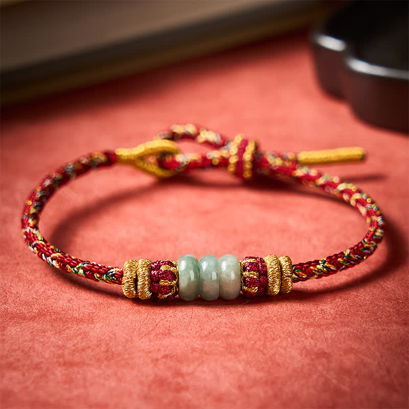 Buddha Stones Pulsera de cuentas de jade con forma de ábaco de la suerte tejida a mano - image 11