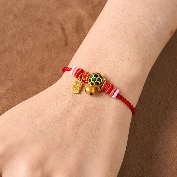Buddha Stones Pulsera de resistencia tejida a mano con hilo rojo y diseño de tortuga Fu. - image 14