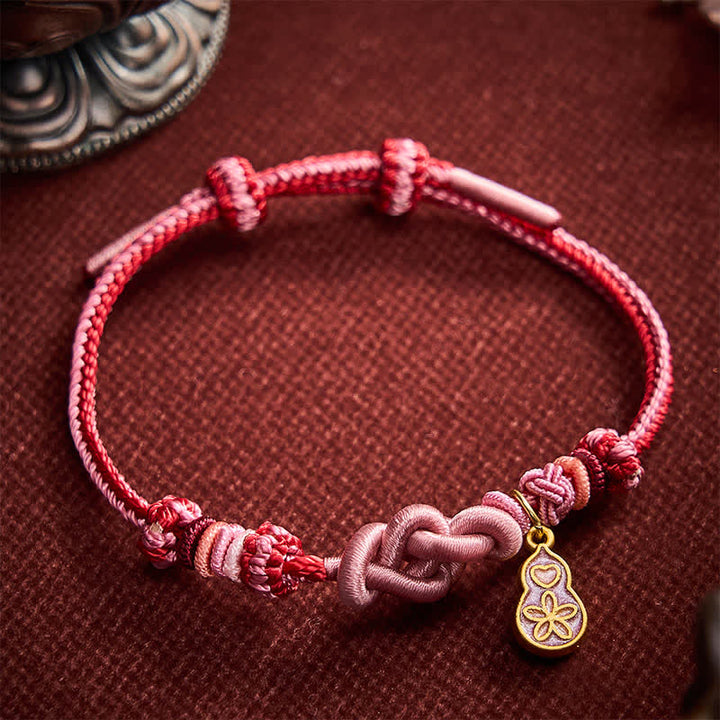 Buddha Stones Pulsera de hilo rosa con la frase "Hazte rico rápidamente" tejida a mano con la frase "Refuerza tu calabaza" - image 3