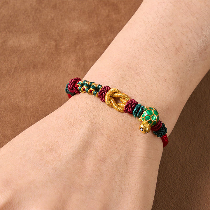 Buddha Stones Pulsera protectora de hilo rojo con diseño de tortuga de cobre tejida a mano - image 13