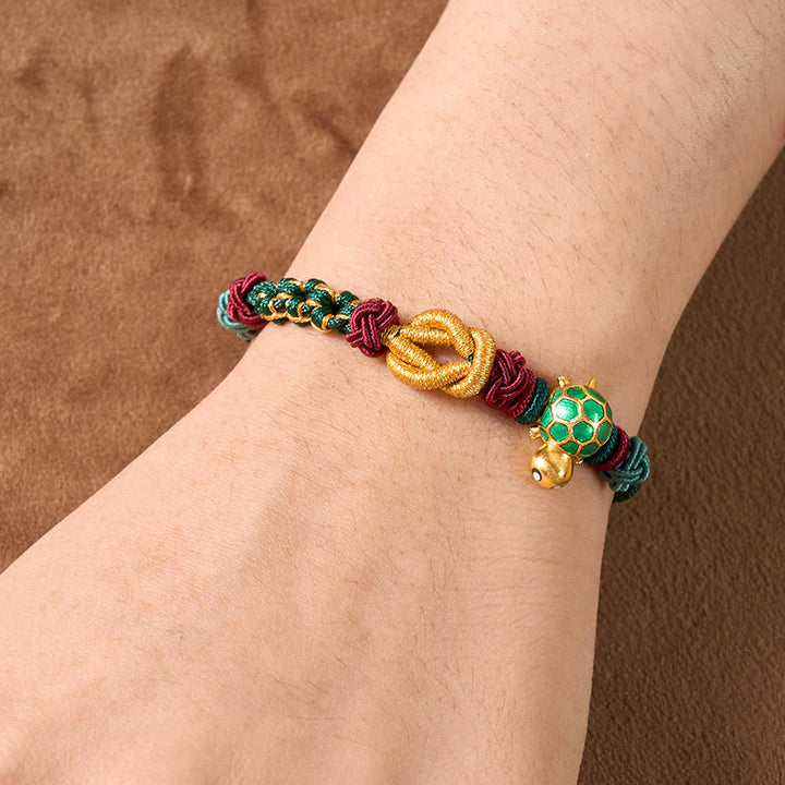 Buddha Stones Pulsera protectora de hilo rojo con diseño de tortuga de cobre tejida a mano - image 13
