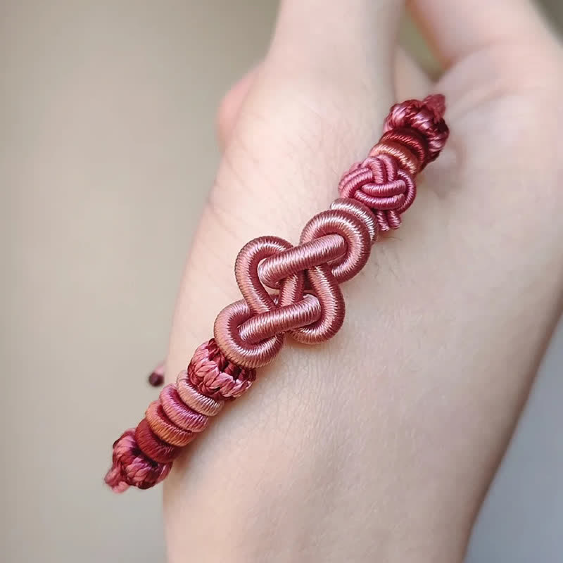Buddha Stones Pulsera de hilo rosa con la frase "Hazte rico rápidamente" tejida a mano con la frase "Refuerza tu calabaza" - image 9
