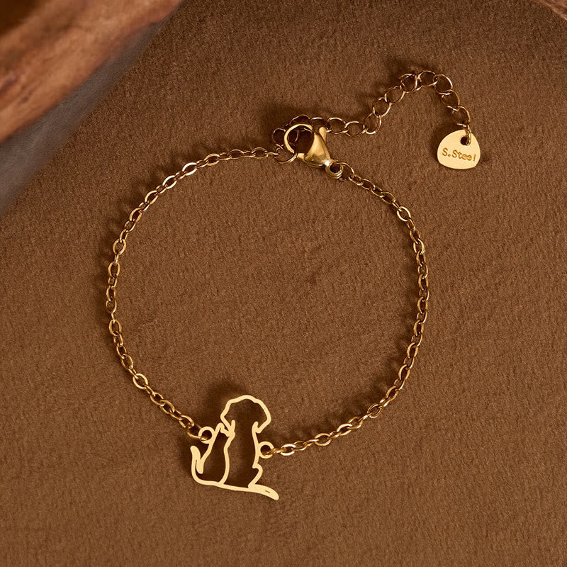 Buddha Stones Pulsera con colgante minimalista de acero de titanio para perro y gato, cadena protectora - Plata (circunferencia de la muñeca: 14-17 cm) - image 0