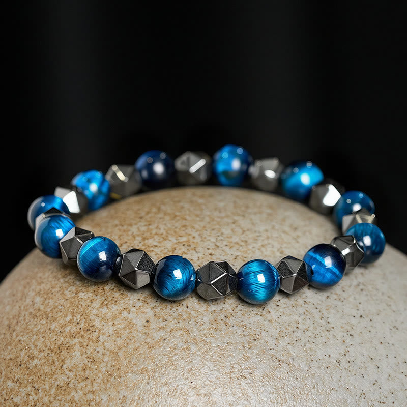 Buddha Stones Pulsera de fuerza con hematita facetada ojo de tigre - image 18