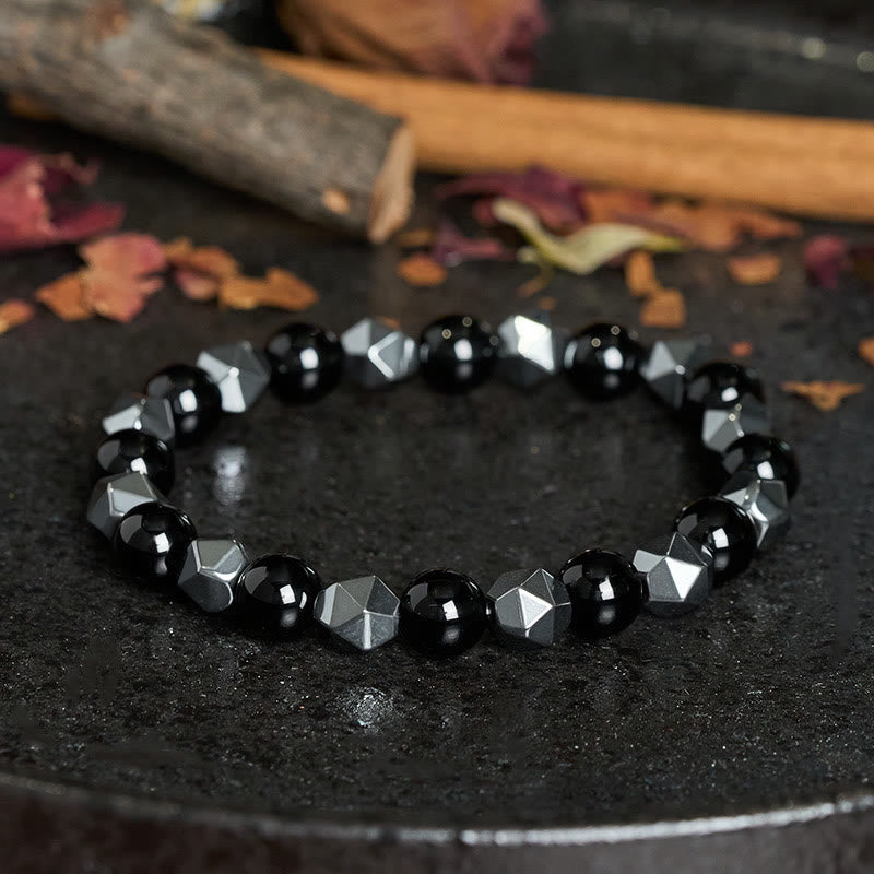 Buddha Stones Pulsera de fuerza con hematita facetada ojo de tigre - image 1