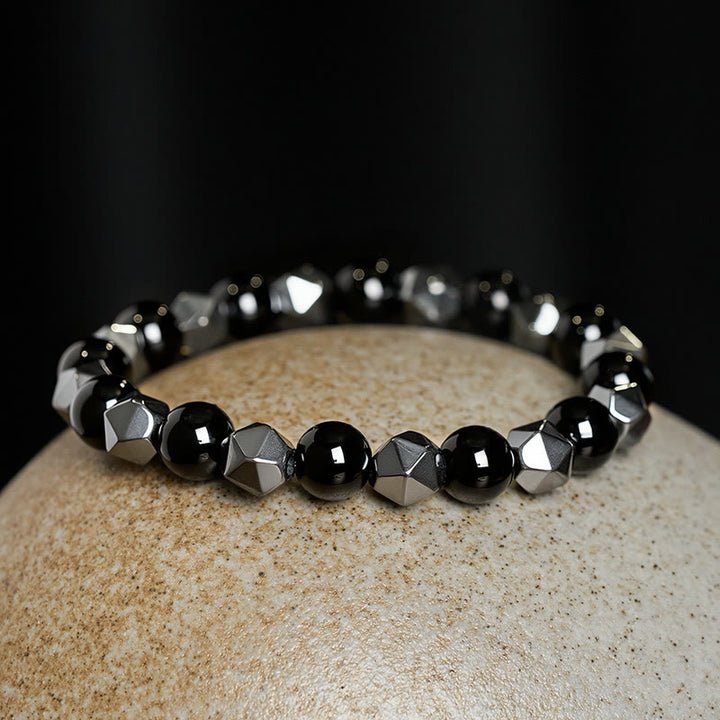 Buddha Stones Pulsera de fuerza con hematita facetada ojo de tigre - image 2