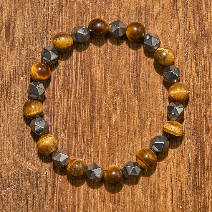 Buddha Stones Pulsera de fuerza con hematita facetada ojo de tigre - image 12