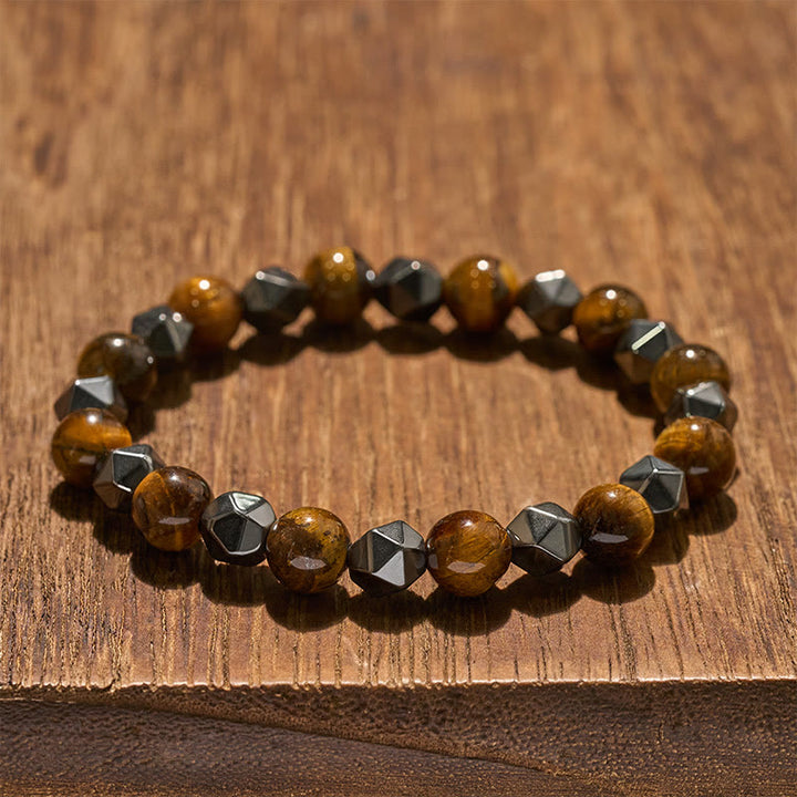 Buddha Stones Pulsera de fuerza con hematita facetada ojo de tigre - image 13