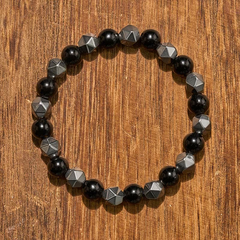 Buddha Stones Pulsera de fuerza con hematita facetada ojo de tigre - image 3