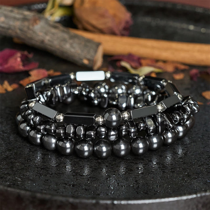 Buddha Stones Pulsera de cuentas de hematita de 3 piezas - image 2