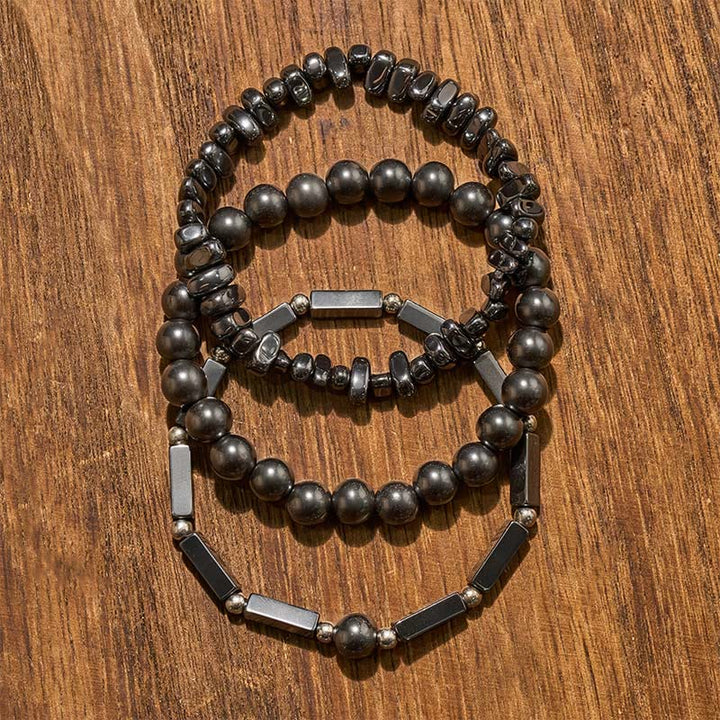 Buddha Stones Pulsera de cuentas de hematita de 3 piezas - image 4