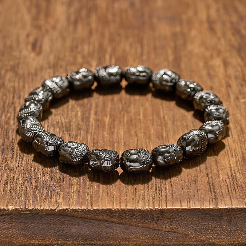 Buddha Stones Pulsera de cuentas de hematita con enfoque en Buda - image 1