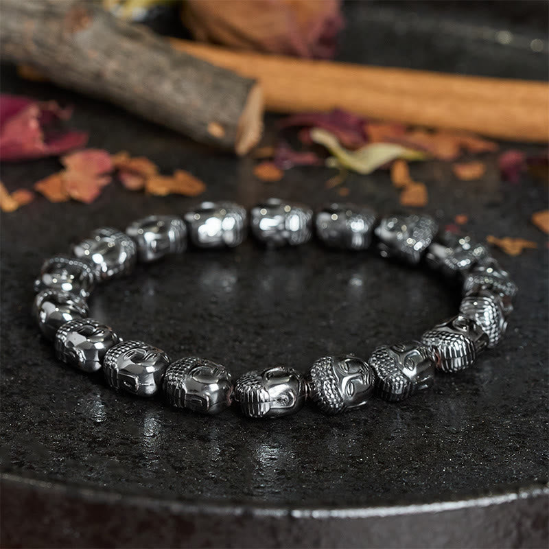 Buddha Stones Pulsera de cuentas de hematita con enfoque en Buda - image 2