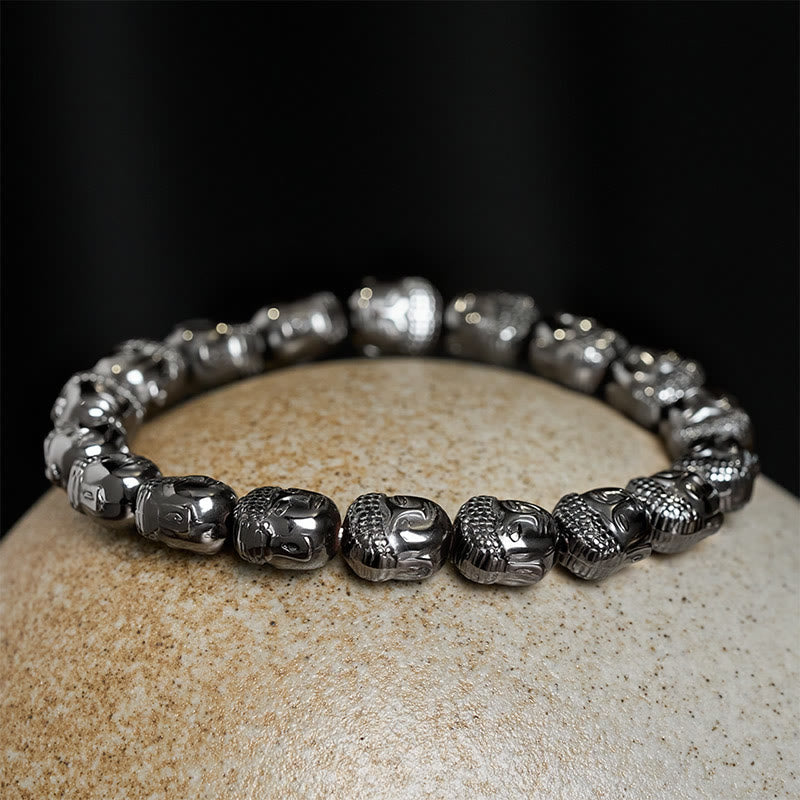 Buddha Stones Pulsera de cuentas de hematita con enfoque en Buda - image 4