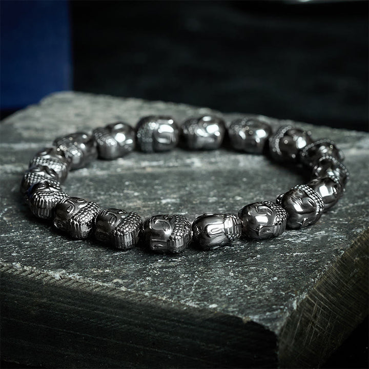 Buddha Stones Pulsera de cuentas de hematita con enfoque en Buda - image 3