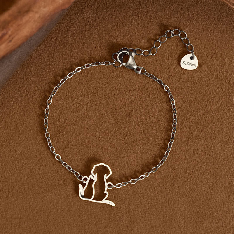 Buddha Stones Pulsera con colgante minimalista de acero de titanio para perro y gato, cadena protectora - Plata (circunferencia de la muñeca: 14-17 cm) - image 6