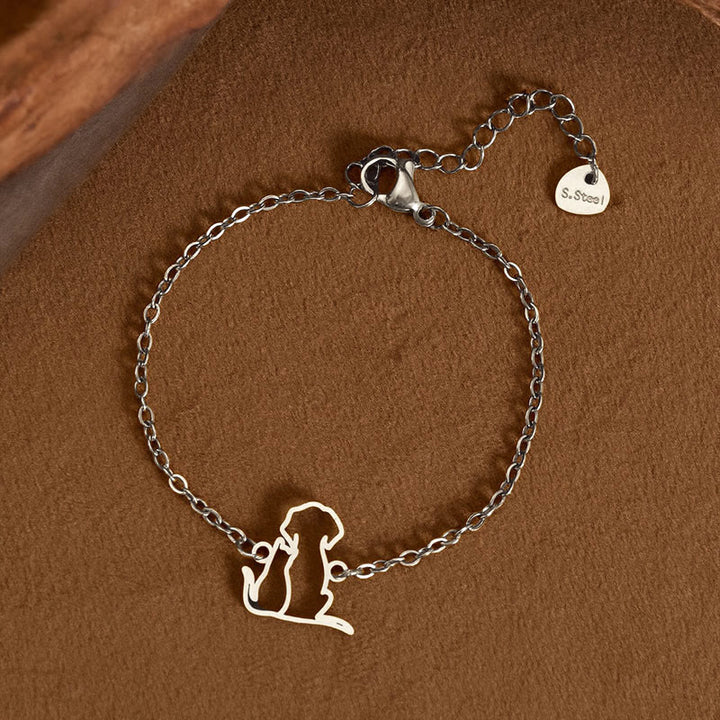 Buddha Stones Pulsera con colgante minimalista de acero de titanio para perro y gato, cadena protectora - Plata (circunferencia de la muñeca: 14-17 cm) - image 6