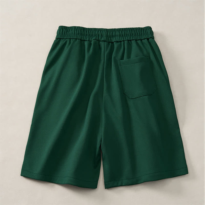 Buddha Stones Pantalones cortos de verano estilo bohemio para hombre con cintura elástica, cordón ajustable, ribete geométrico y bolsillos. - image 1