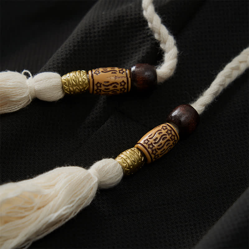 Buddha Stones Pantalones cortos de verano estilo bohemio para hombre con cintura elástica, cordón ajustable, ribete geométrico y bolsillos. - image 12