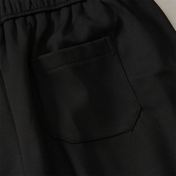 Buddha Stones Pantalones cortos de verano estilo bohemio para hombre con cintura elástica, cordón ajustable, ribete geométrico y bolsillos. - image 13