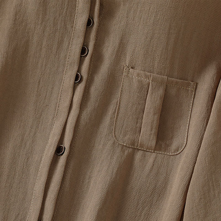 Buddha Stones Camisa de manga tres cuartos para mujer, estilo casual de primavera, minimalista, con botones y bolsillo de parche. - image 12