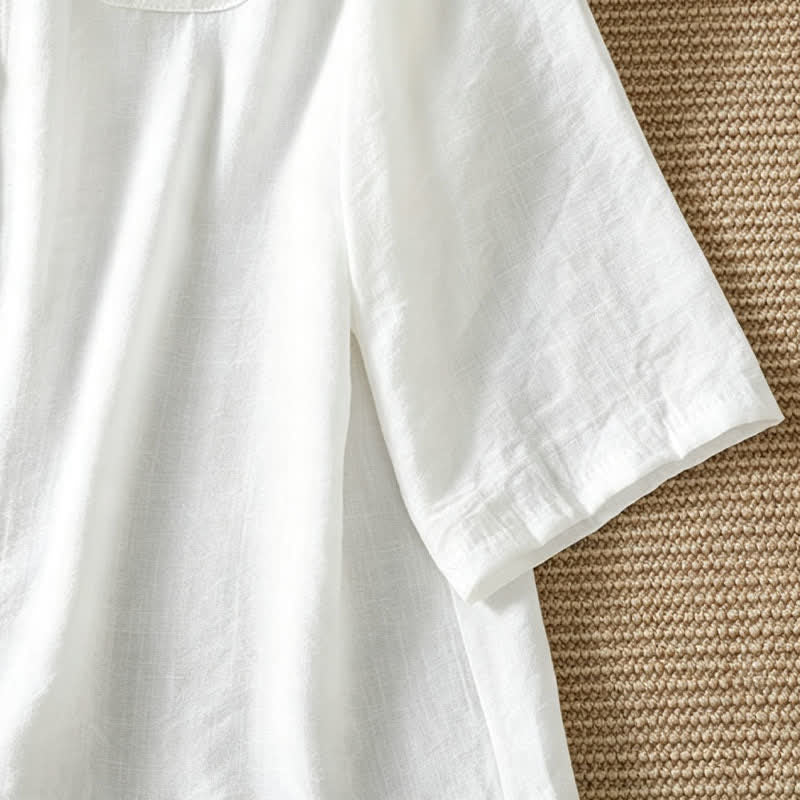 Buddha Stones Camisa de manga tres cuartos para mujer, estilo casual de primavera, minimalista, con botones y bolsillo de parche. - image 35
