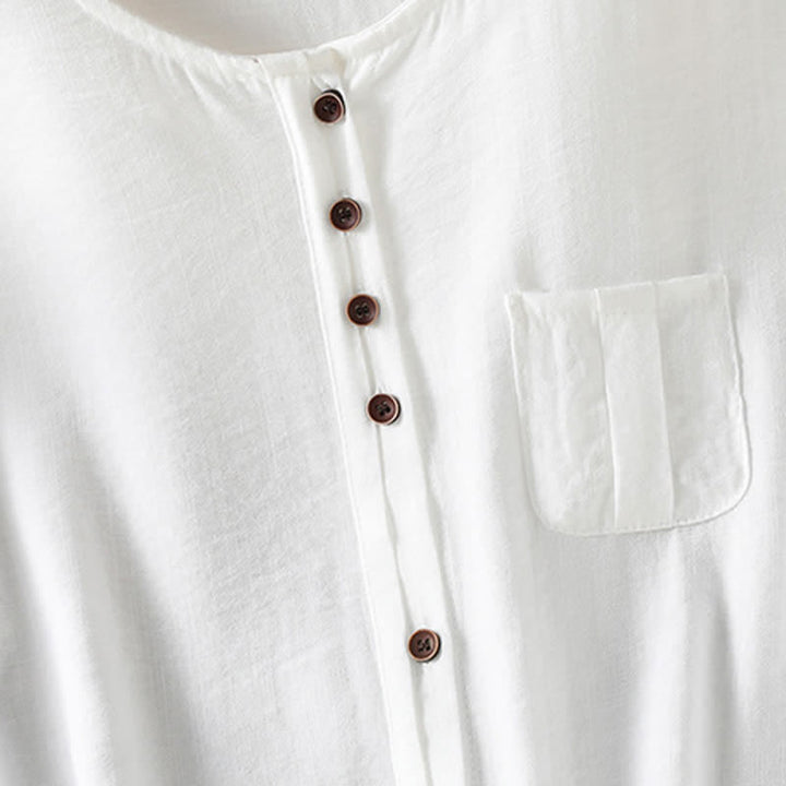 Buddha Stones Camisa de manga tres cuartos para mujer, estilo casual de primavera, minimalista, con botones y bolsillo de parche. - image 33