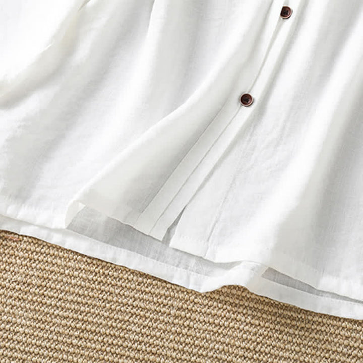 Buddha Stones Camisa de manga tres cuartos para mujer, estilo casual de primavera, minimalista, con botones y bolsillo de parche. - image 34