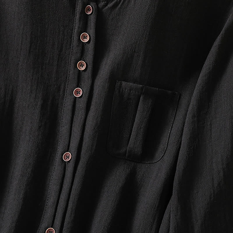 Buddha Stones Camisa de manga tres cuartos para mujer, estilo casual de primavera, minimalista, con botones y bolsillo de parche. - image 24