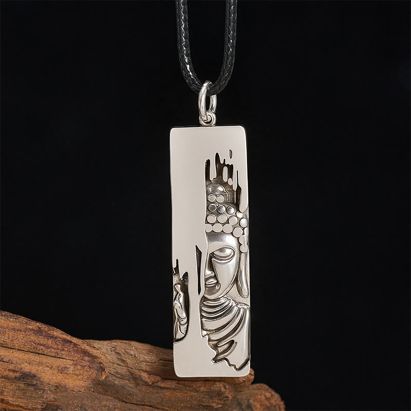 Amuleto de protección y fuerza de Buddha Stones Tathagata, collar con colgante de estilo vintage para la buena suerte. - Buda de estilo vintage + cuerda de cuero de 60 cm - image 0
