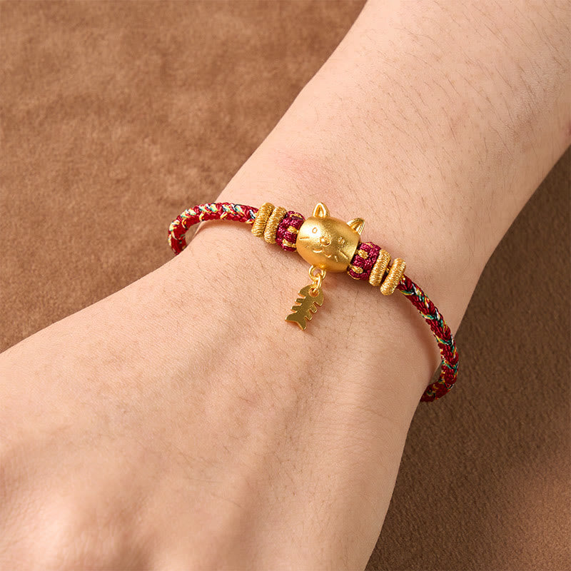 Buddha Stones Pulsera de equilibrio de hilo con forma de pez gato de cobre de varios colores - image 5