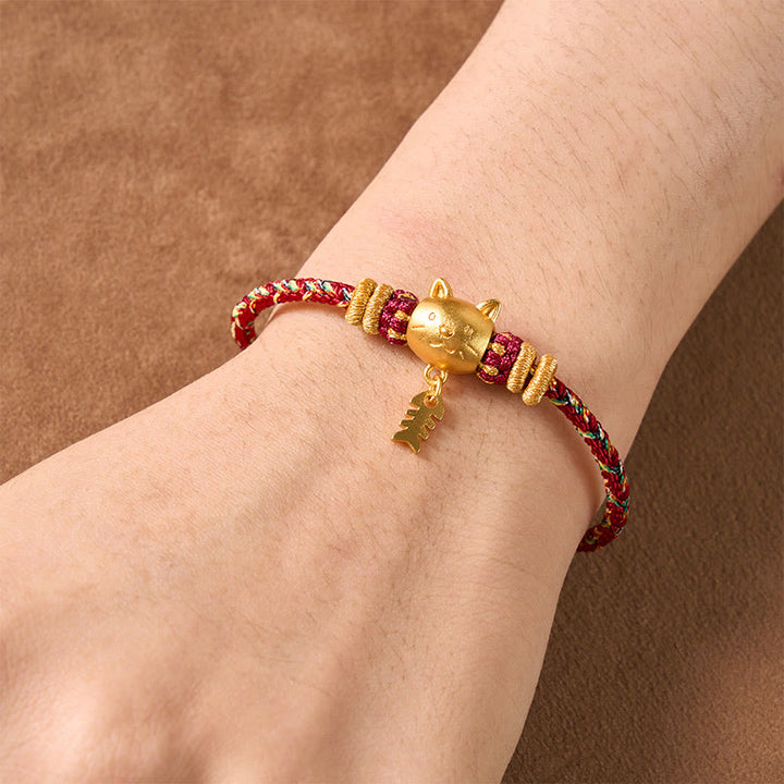 Buddha Stones Pulsera de equilibrio de hilo con forma de pez gato de cobre de varios colores - image 5