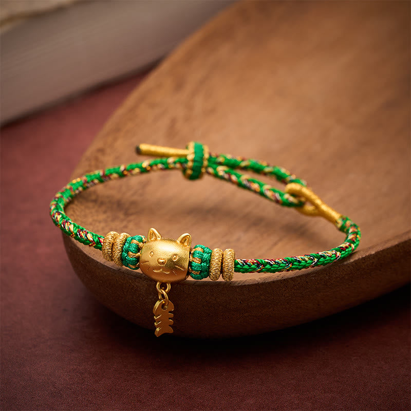 Buddha Stones Pulsera de equilibrio de hilo con forma de pez gato de cobre de varios colores - image 18