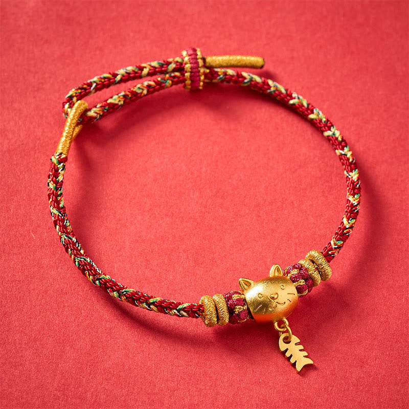 Buddha Stones Pulsera de equilibrio de hilo con forma de pez gato de cobre de varios colores - image 1