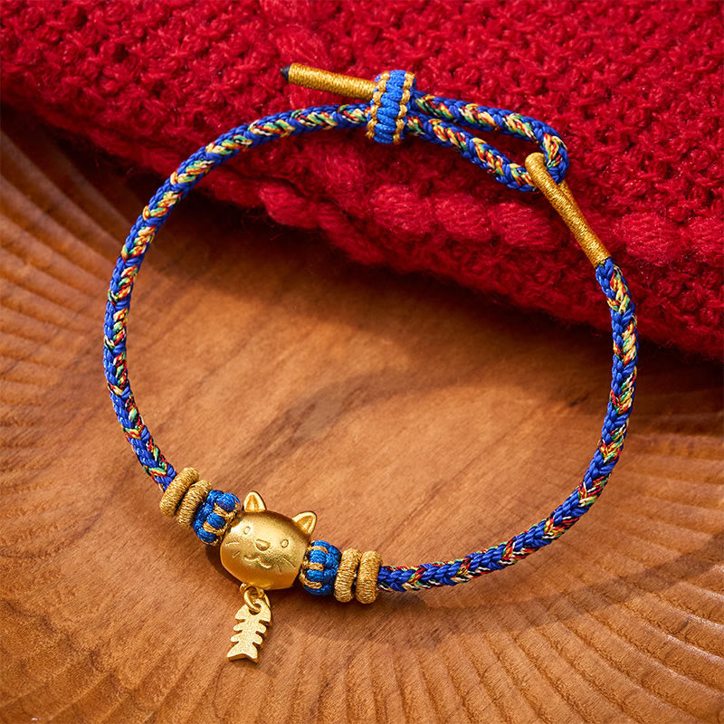 Buddha Stones Pulsera de equilibrio de hilo con forma de pez gato de cobre de varios colores - Azul (circunferencia de la muñeca: 5,5–6,3 pulgadas/14–16 cm) - image 10