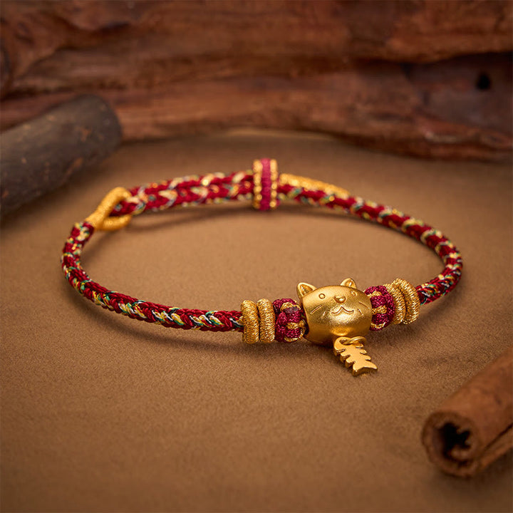 Buddha Stones Pulsera de equilibrio de hilo con forma de pez gato de cobre de varios colores - image 2