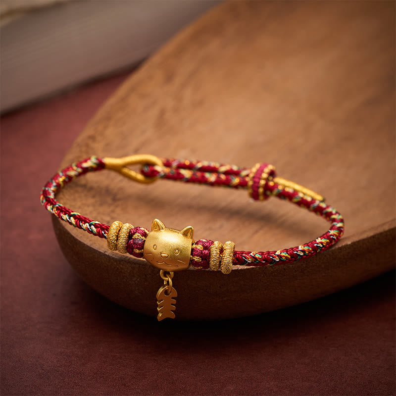 Buddha Stones Pulsera de equilibrio de hilo con forma de pez gato de cobre de varios colores - image 4