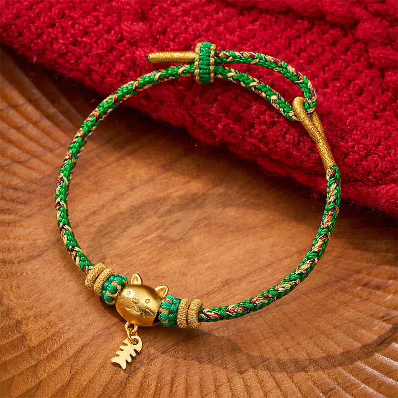 Buddha Stones Pulsera de equilibrio de hilo con forma de pez gato de cobre de varios colores - Verde (circunferencia de la muñeca: 5,5–6,3 pulgadas/14–16 cm) - image 15