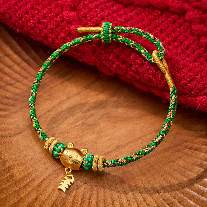 Buddha Stones Pulsera de equilibrio de hilo con forma de pez gato de cobre de varios colores - Verde (circunferencia de la muñeca: 5,5–6,3 pulgadas/14–16 cm) - image 15