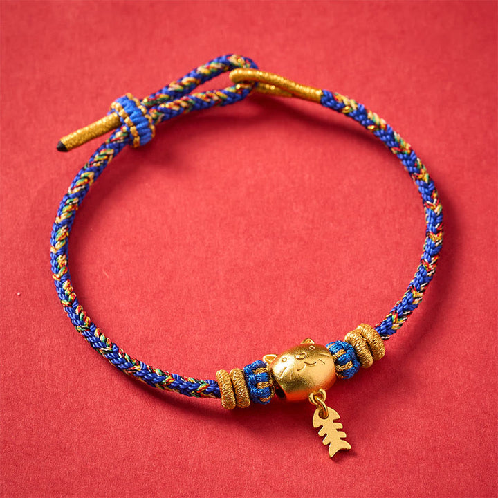 Buddha Stones Pulsera de equilibrio de hilo con forma de pez gato de cobre de varios colores - image 11