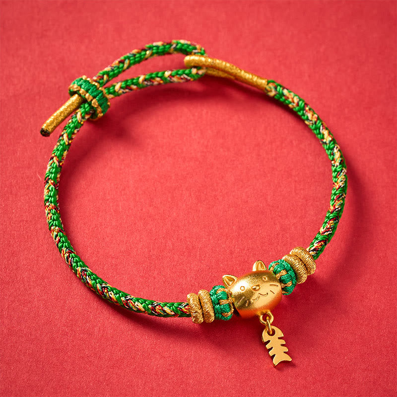Buddha Stones Pulsera de equilibrio de hilo con forma de pez gato de cobre de varios colores - image 16