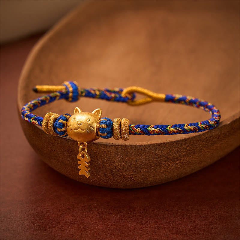 Buddha Stones Pulsera de equilibrio de hilo con forma de pez gato de cobre de varios colores - image 12