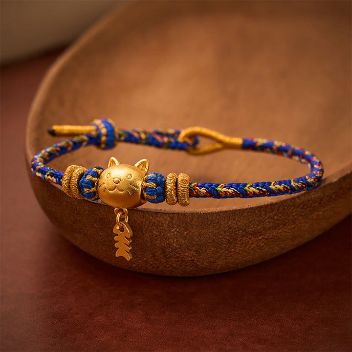 Buddha Stones Pulsera de equilibrio de hilo con forma de pez gato de cobre de varios colores - image 12