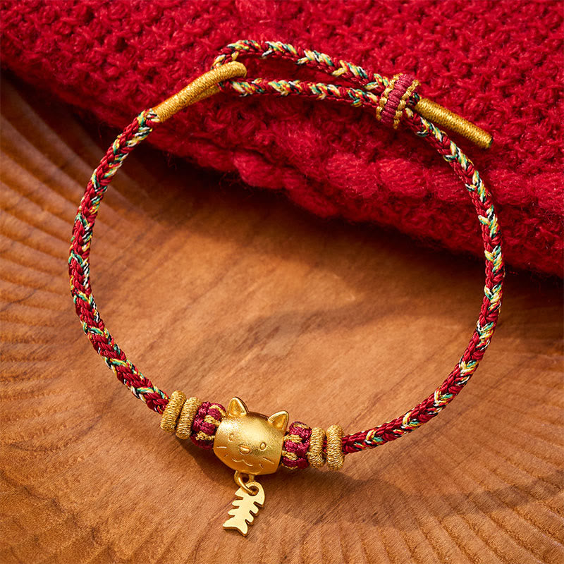 Buddha Stones Pulsera de equilibrio de hilo con forma de pez gato de cobre de varios colores - Rojo (Circunferencia de la muñeca: 5,5–6,3 pulgadas/14–16 cm) - image 0