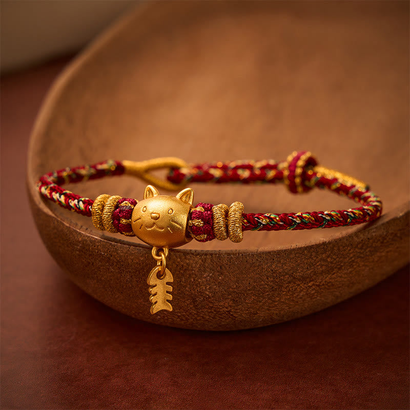 Buddha Stones Pulsera de equilibrio de hilo con forma de pez gato de cobre de varios colores - image 3