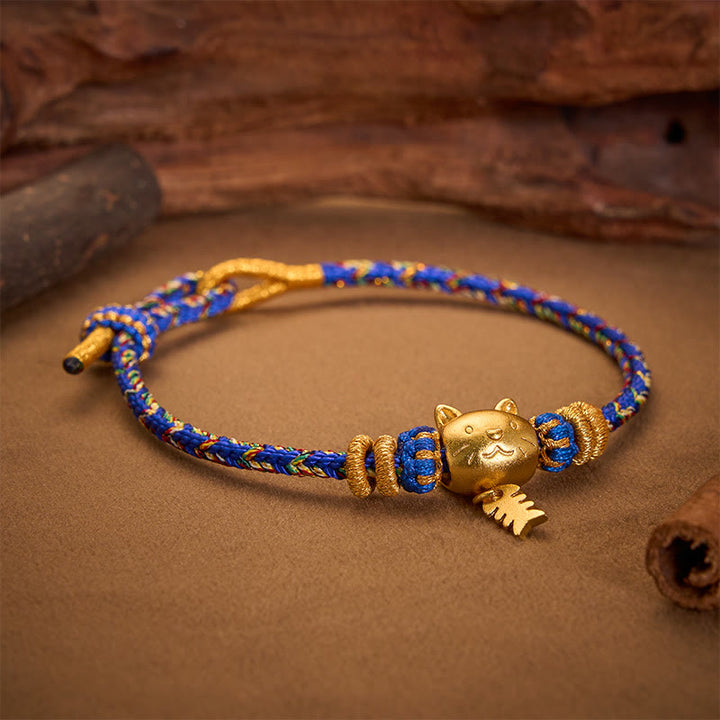 Buddha Stones Pulsera de equilibrio de hilo con forma de pez gato de cobre de varios colores - image 14